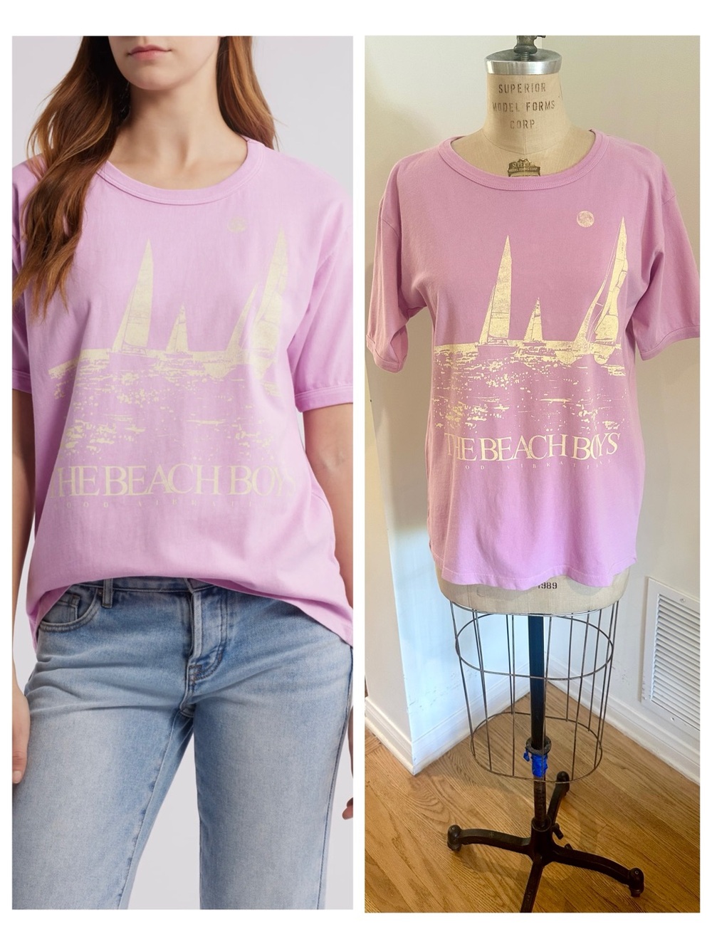 Daydreamer Beach Boys Lilac Pink Tee, Small, NWT